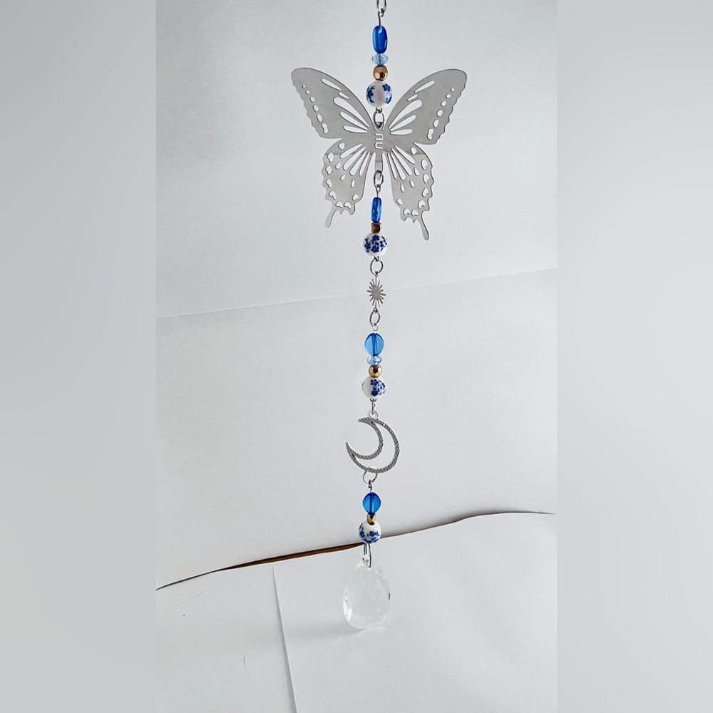 Silver and Blue butterfly suncatcher